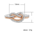 Creative Interwoven Love Heart Ring, Two Tone Plated Micro Pave Zircon Finger Ring For Women view 5