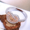 Creative Interwoven Love Heart Ring, Two Tone Plated Micro Pave Zircon Finger Ring For Women view 4