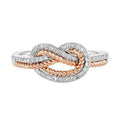 Creative Interwoven Love Heart Ring, Two Tone Plated Micro Pave Zircon Finger Ring For Women view 1
