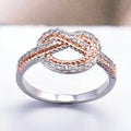 Creative Interwoven Love Heart Ring, Two Tone Plated Micro Pave Zircon Finger Ring For Women view 3
