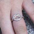 Creative Interwoven Love Heart Ring, Two Tone Plated Micro Pave Zircon Finger Ring For Women view 2