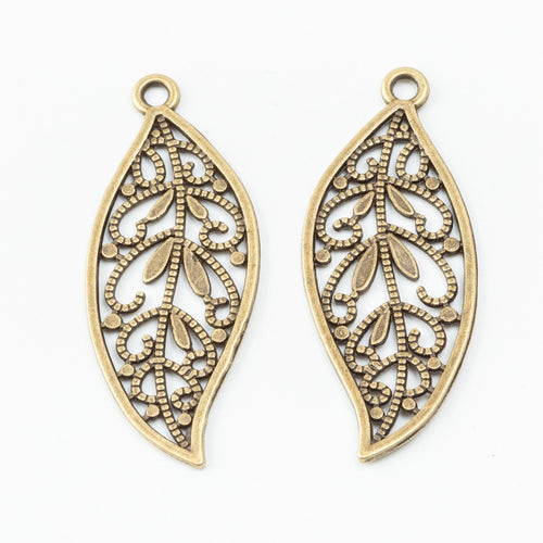 DIY Jewelry Accessories Antique Alloy Leaf Pendant Charm For Necklace Craft Making