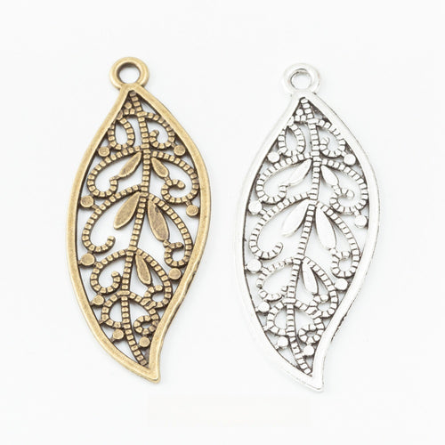 DIY Jewelry Accessories Antique Alloy Leaf Pendant Charm For Necklace Craft Making