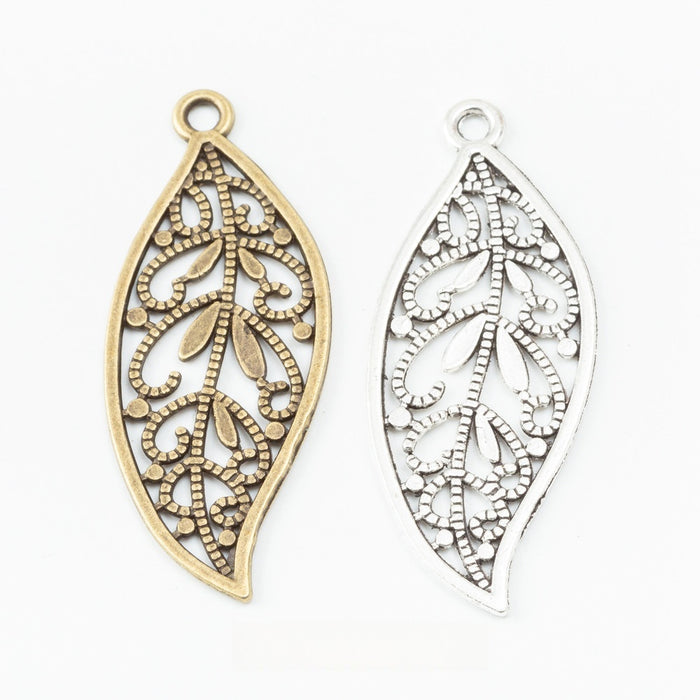 DIY Jewelry Accessories Antique Alloy Leaf Pendant Charm For Necklace Craft Making