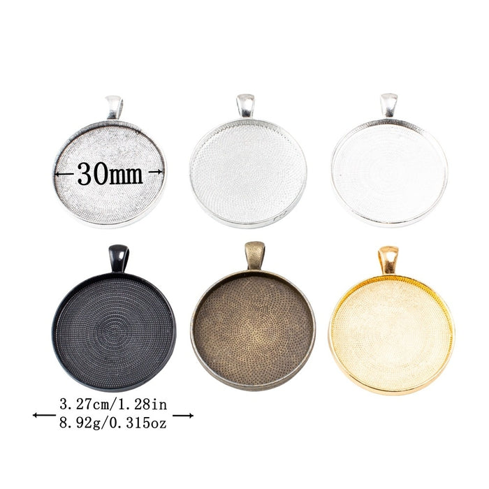 30mm Zinc Alloy Round Frame Charm Pendant for DIY Necklace Bracelet Jewelry Making