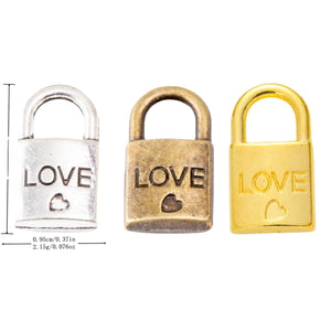 Zinc Alloy Love Lock Charm Pendant for DIY Necklace Bracelet Jewelry Making