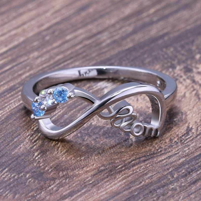 Infinity Heart Mom Letter Ring, Micro Pave Zircon Adjustable Copper Jewelry For Women