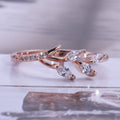 Luxury Copper Flower Branch Ring With Marquise Zircon Stones, European Party Jewelry For Women view 4
