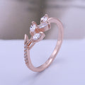 Luxury Copper Flower Branch Ring With Marquise Zircon Stones, European Party Jewelry For Women view 3
