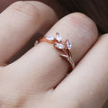 Luxury Copper Flower Branch Ring With Marquise Zircon Stones, European Party Jewelry For Women view 2