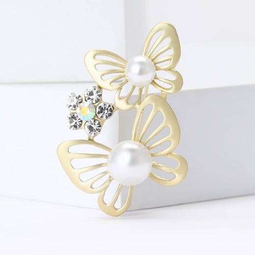 Alloy Matte Gold Butterfly Brooch Pin For Women's Suit Coat