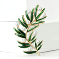 Green Enamel Alloy Plant Brooch Pin For Elegant Suit Decoration – Green view 2