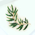 Green Enamel Alloy Plant Brooch Pin For Elegant Suit Decoration – Green view 3