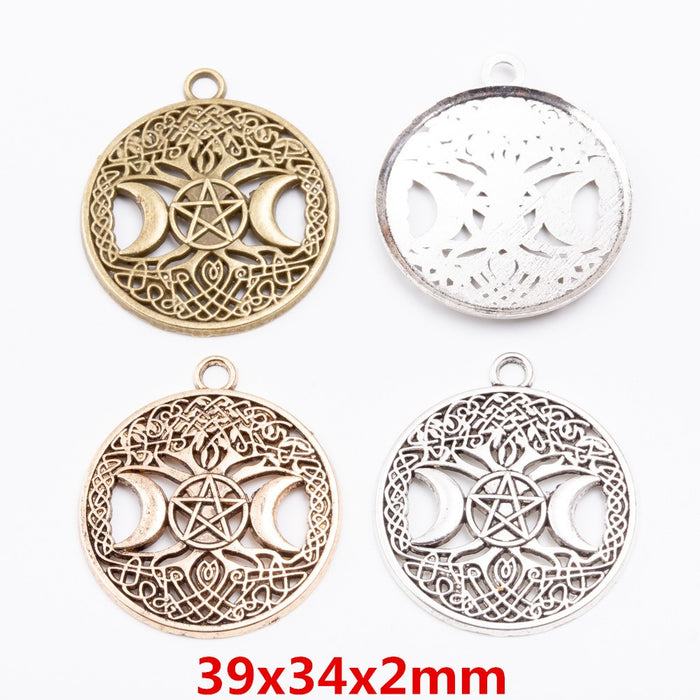 Zinc Alloy Star Moon Circle Charm Pendant for DIY Necklace Bracelet Jewelry Making