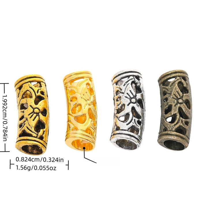 DIY Vintage Alloy Bracelet Accessories Hollow Long Tube Large Hole Beads