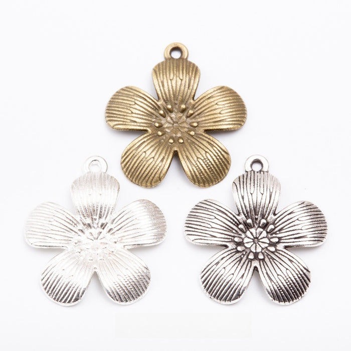Zinc Alloy Flower Charm Pendant No.342387 for DIY Necklace Bracelet Jewelry Making
