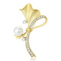 Matte Plated Alloy Pearl Plant Brooch Pin For Coats view 1