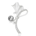 Matte Plated Alloy Pearl Plant Brooch Pin For Coats view 2