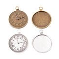 25mm Zinc Alloy Round Clock Charm Pendant for DIY Necklace Bracelet Jewelry Making view 4