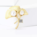 Matte Alloy Ginkgo Leaf Brooch For Fashion Clothing Decoration view 2