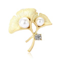 Matte Alloy Ginkgo Leaf Brooch For Fashion Clothing Decoration view 5