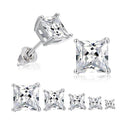 Classic Four Prong AAA Square Zircon Stud Earrings Gold Color Retaining Ear Jewelry view 1
