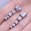 Classic Four Prong AAA Square Zircon Stud Earrings Gold Color Retaining Ear Jewelry view 3