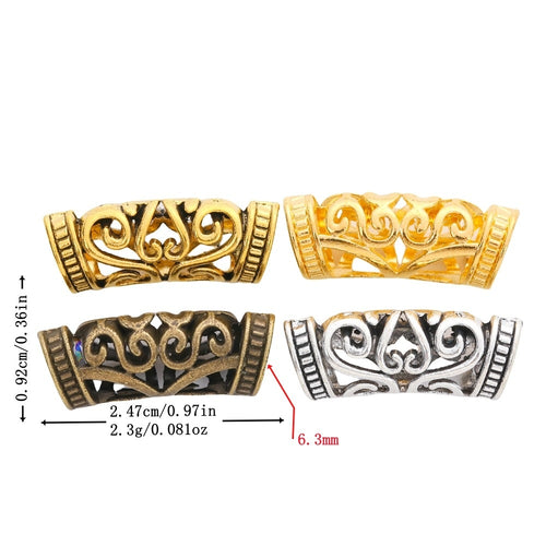 DIY Antique Alloy Hollow Long Tube Large Hole Beads For Bracelet Jewelry Accessories