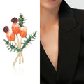 Plated Alloy Green Enamel Plant Brooch Pin For Suit Accessories view 2