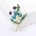 Plated Alloy Green Enamel Plant Brooch Pin For Suit Accessories view 6
