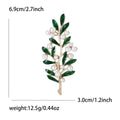 Alloy Enamel Pearl Leaf Brooch Pin For Cardigans And Sweaters view 4