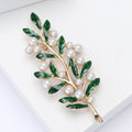 Alloy Enamel Pearl Leaf Brooch Pin For Cardigans And Sweaters view 3