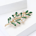 Alloy Enamel Pearl Leaf Brooch Pin For Cardigans And Sweaters view 2