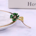 Alloy Green Enamel Plant Brooch Pin For Elegant Suit Accessories view 2
