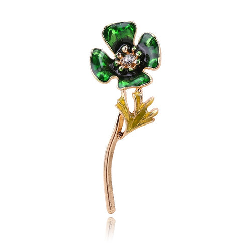 Alloy Green Enamel Plant Brooch Pin For Elegant Suit Accessories