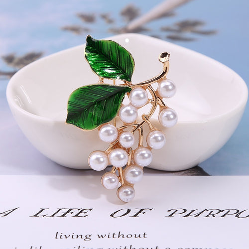 Alloy Green Enamel Plant Brooch Pin For Suit Clothing Decoration