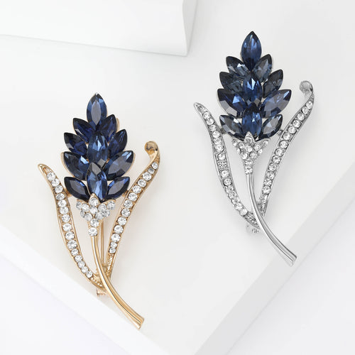 Glass Crystal Wheat Brooch Pin For Women's Plant Apparel Accessories
