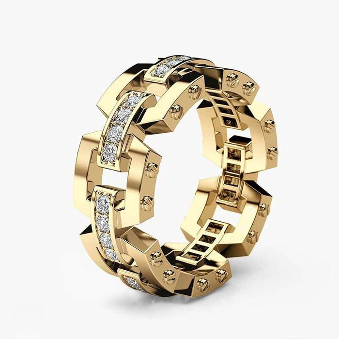 Rose Gold Plated Copper Zircon Ring, European American Men's Business Celebration Jewelry