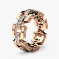 Rose Gold Plated Copper Zircon Ring, European American Men's Business Celebration Jewelry view 2