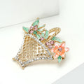 Alloy Hollow Flower Basket Rhinestone Brooch Pin With Pearl Accent view 3