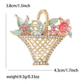 Alloy Hollow Flower Basket Rhinestone Brooch Pin With Pearl Accent view 5
