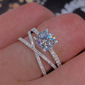 Double Layer Twisted Engagement Ring For Women With Brilliant Eight Hearts Zircon Stones view 1