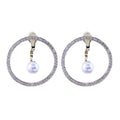 Geometric Circle Zircon Pearl Drop Stud Earrings Creative Korean Style Fashion Ear Jewelry view 6