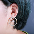 Geometric Circle Zircon Pearl Drop Stud Earrings Creative Korean Style Fashion Ear Jewelry view 1