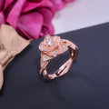 Rose Flower Bridal Ring For Women, Copper Rose Gold Plated Zircon Wedding Jewelry view 4