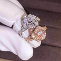 Rose Flower Bridal Ring For Women, Copper Rose Gold Plated Zircon Wedding Jewelry view 5