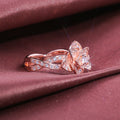 Rose Flower Bridal Ring For Women, Copper Rose Gold Plated Zircon Wedding Jewelry view 3