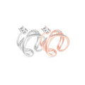 Korean Style Cross Twisted Micro Pave Zircon Adjustable Open Ring For Women Tarnish Resistant view 1
