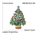 Alloy Rhinestone Christmas Tree Brooch For Holiday Apparel Decoration – Green view 5