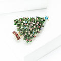Alloy Rhinestone Christmas Tree Brooch For Holiday Apparel Decoration – Green view 2